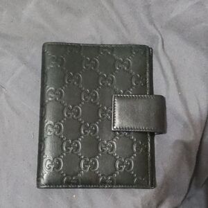Gucci Guccisimma Black Embossed GG Leather Agenda Cover